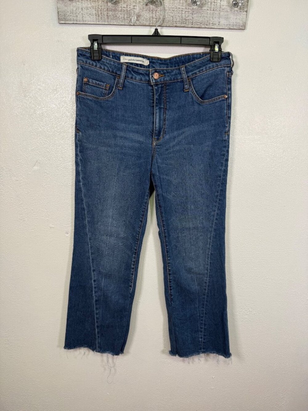 Anthropologie Pilcro Raw Hem Cropped Straight Leg Jeans Size 30 Casual Preppy